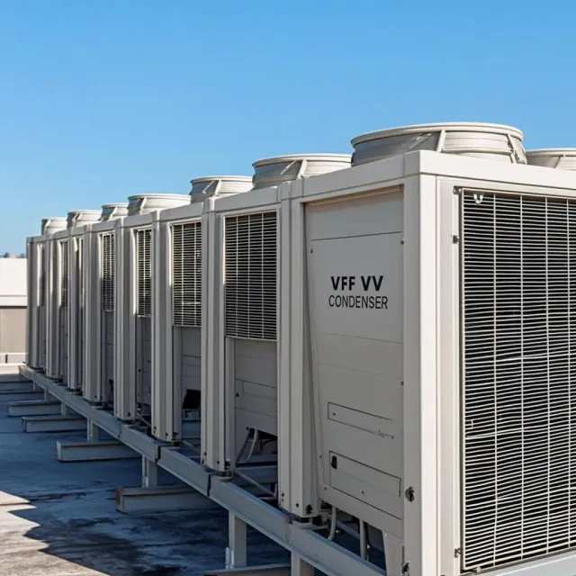 Modern VRF air conditioning installation for commercial buildings